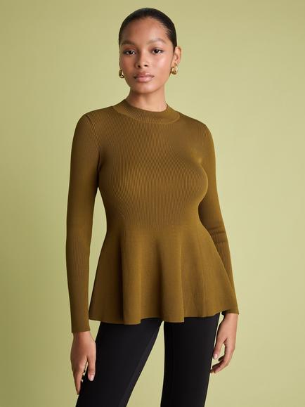 FLORERE Peplum Knit Jumper, Khaki, Khaki
