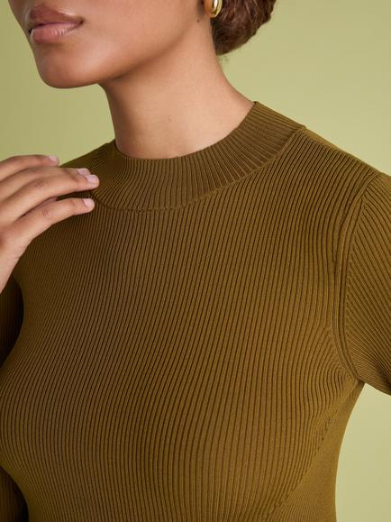 FLORERE Peplum Knit Jumper, Khaki - view 2, Khaki