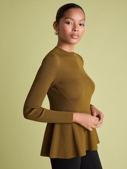 FLORERE Peplum Knit Jumper, Khaki, Khaki