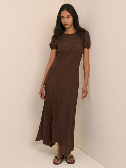Nobody's Child Cassandra Textured Jersey Midi Dress, Brown, Brown