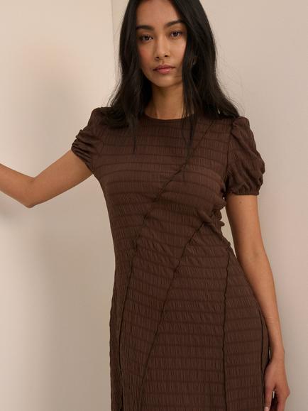 Nobody's Child Cassandra Textured Jersey Midi Dress, Brown - view 2, Brown
