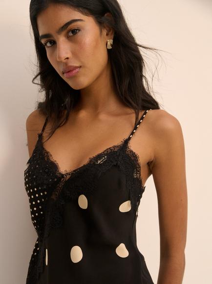Nobody's Child Saturn Polka Dot Cami, Black/Cream - view 2, Black/Cream