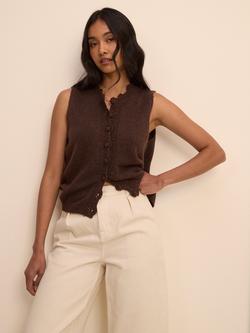 Nobody's Child Wool Blend Hand Crochet Vest, Brown - view 2, Brown