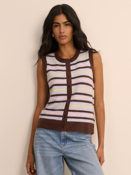 Nobody's Child Striped Sleeveless Cardigan, Multi, Multi