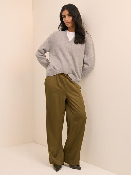Nobody's Child Lyra Satin Trousers, Khaki, Khaki