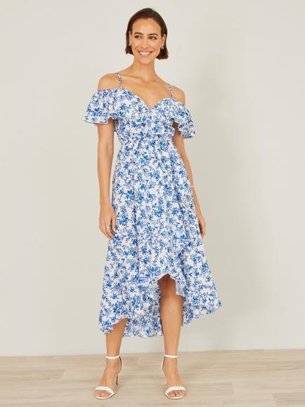 Yumi Bardot Midi Dress, Blue, Blue