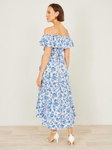 Yumi Bardot Midi Dress, Blue - view 2, Blue