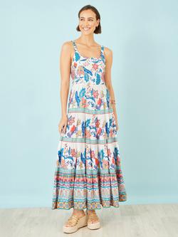 Yumi Boho Block Maxi Dress, Blue, Blue