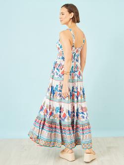 Yumi Boho Block Maxi Dress, Blue - view 2, Blue
