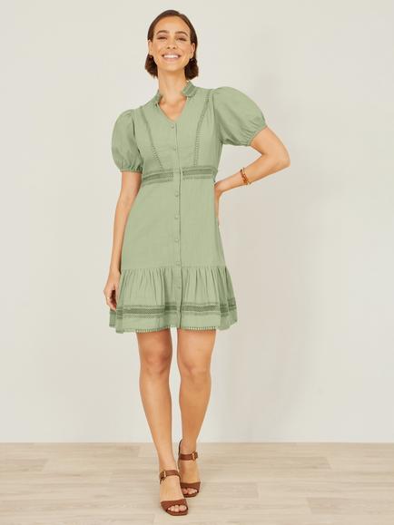 Yumi Cotton Lace Dress, Mint Green