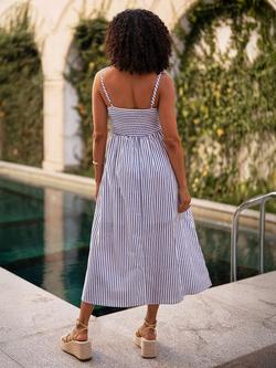 Yumi Striped Midi Dress, Blue - view 2, Blue