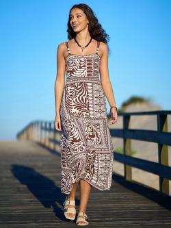 Yumi Patchwork Print Maxi Dress, Brown, Brown