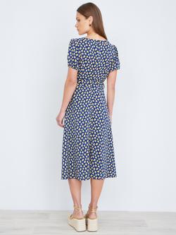 Yumi Floral Midi Shirt Dress, Navy - view 2, Navy