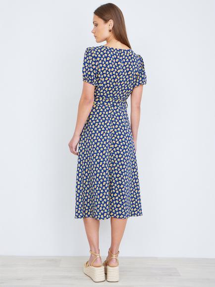Yumi Floral Midi Shirt Dress, Navy - view 2, Navy