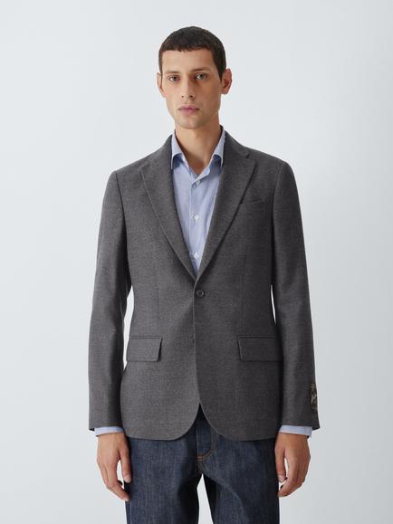 John Lewis Regular Fit British Mill Alfred Brown Wool Blazer, Charcoal