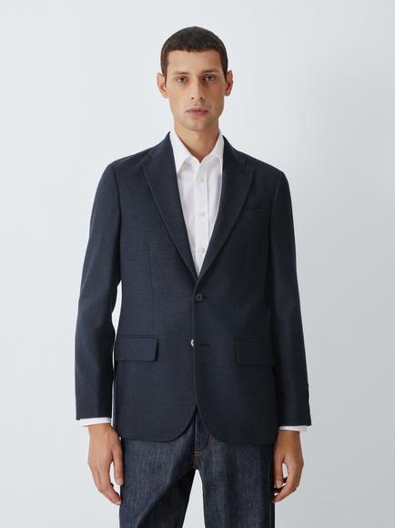John Lewis Regular Fit British Mill Alfred Brown Wool Blazer, Navy