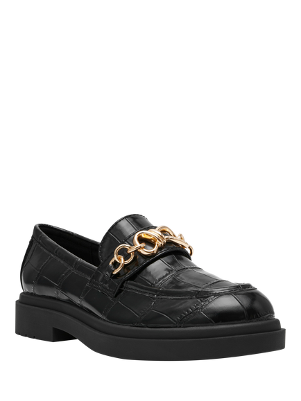 Steve Madden Pre Launch Croc Effect Loafers, Black - view 2, Black