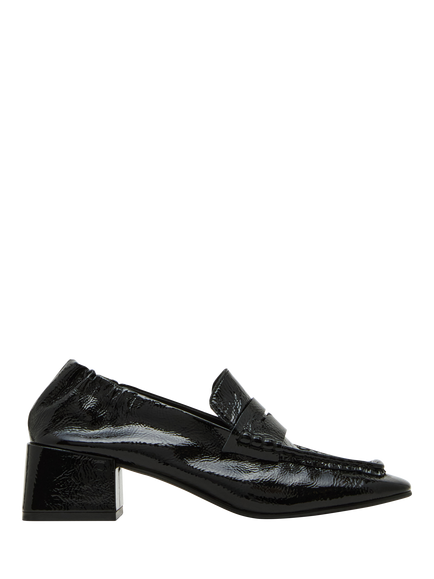Steve Madden Estee Leather Block Heel Loafers, Black Gloss, Black Gloss