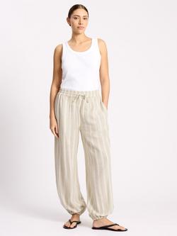 Albaray Striped Linen Blend Balloon Trousers, Cream, Cream