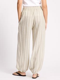 Albaray Striped Linen Blend Balloon Trousers, Cream - view 2, Cream
