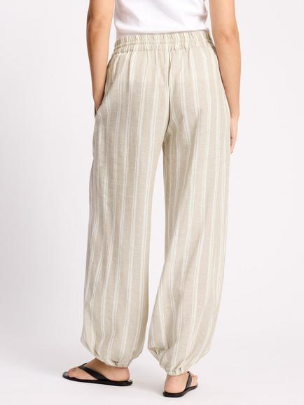 Albaray Striped Linen Blend Balloon Trousers, Cream - view 2, Cream
