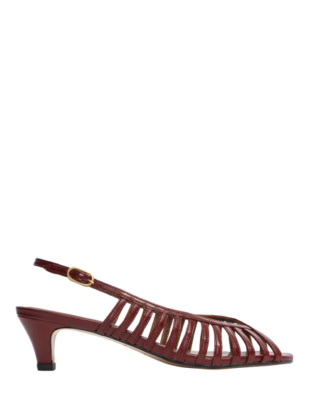 Anonymous Copenhagen Carminho 40 Stiletto Leather Slingback Sandals, Pomegranate, Pomegranate