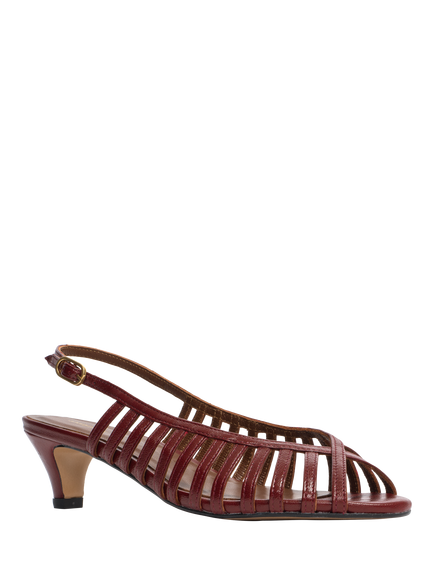 Anonymous Copenhagen Carminho 40 Stiletto Leather Slingback Sandals, Pomegranate - view 2, Pomegranate