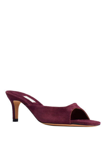 Anonymous Copenhagen Mazy 55 Suede Cone Heel Mule Sandals, Fig - view 2, Fig