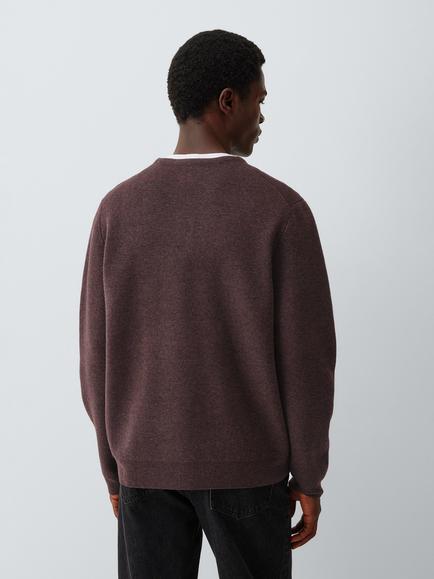 Kin Wool Rich Knitted Henley Jumper, Sassafras - view 2, Sassafras