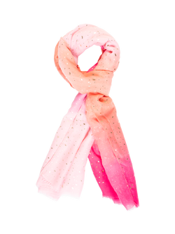 chesca Ombre Stripe Metallic Spots Scarf, Pink/Orange, Pink/Orange