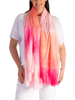chesca Ombre Stripe Metallic Spots Scarf, Pink/Orange - view 2, Pink/Orange