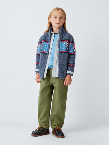 John Lewis Kids' Penguin Zip Through Jumper, Denim/Blue - view 2, Denim/ Blue