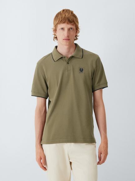 Belstaff Alloy Tipped Cotton Polo Shirt, Khaki Green, Khaki Green