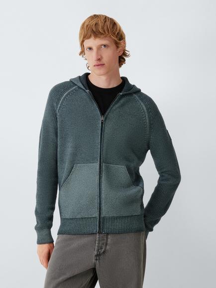 Belstaff Aspect Merino Wool Zip Cardigan, Petrol, Petrol