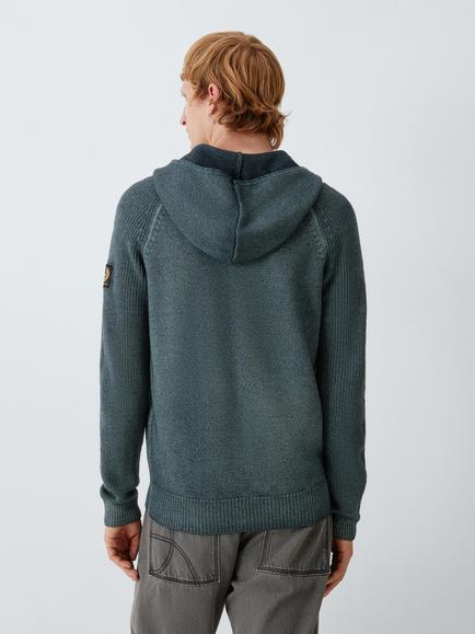 Belstaff Aspect Merino Wool Zip Cardigan, Petrol - view 2, Petrol