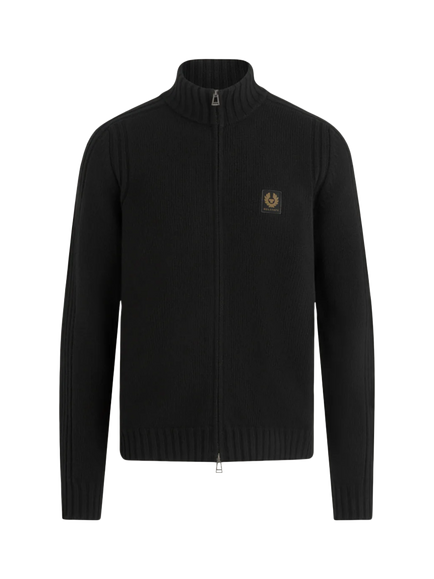 Belstaff Watch Collection Merino Wool Zip Cardigan, Black, Black