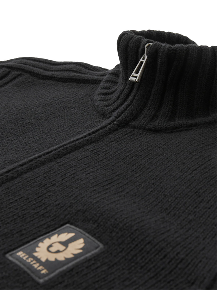 Belstaff Watch Collection Merino Wool Zip Cardigan, Black - view 2, Black