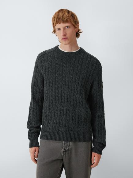 Belstaff Westport Crew Neck Wool Blend Jumper, Charcoal Melange, Charcoal Melange