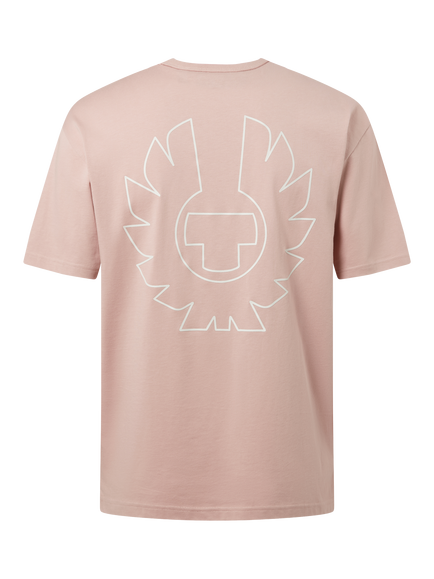Belstaff Border Crew Neck Cotton T-Shirt, Dusk Pink - view 2, Dusk Pink