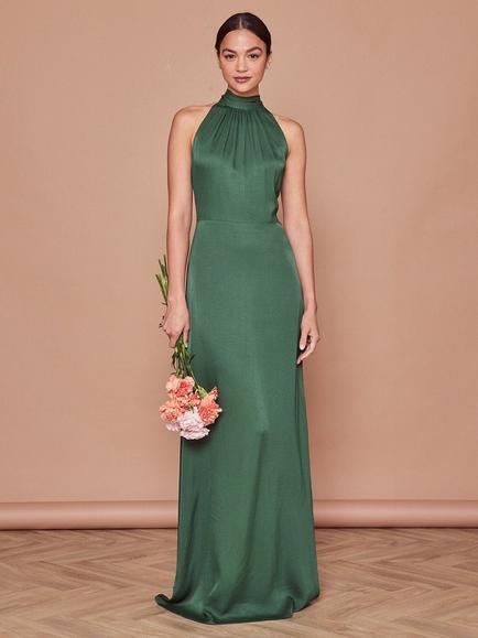 green satin bridesmaid dresses uk AW Laurie Hunter Green Bridesmaid Dresses