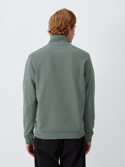 Belstaff Quarter Zip Cotton Sweatshirt, Atlantic Grey - view 2, Atlantic Grey