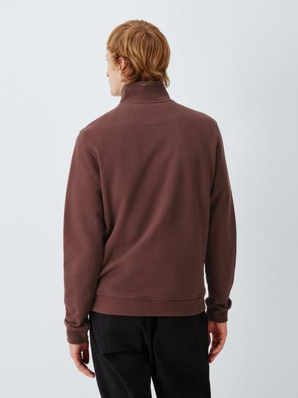 Belstaff Quarter Zip Cotton Sweatshirt, Oxblood - view 2, Oxblood