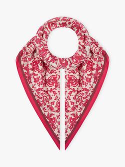 Brora Paisley Organic Cotton Square Scarf, Cherry/Ecru, Cherry/Ecru