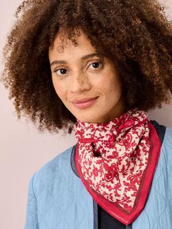 Brora Paisley Organic Cotton Square Scarf, Cherry/Ecru - view 2, Cherry/Ecru