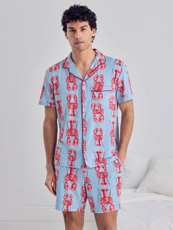 Chelsea Peers Lobster Print Short Pyjama Set, Blue, Blue