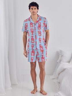 Chelsea Peers Lobster Print Short Pyjama Set, Blue - view 2, Blue