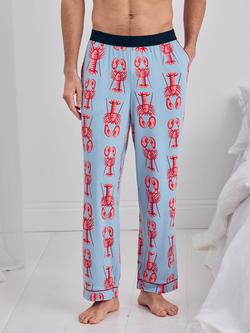 Chelsea Peers Lobster Print Pyjama Bottoms, Blue - view 2, Blue