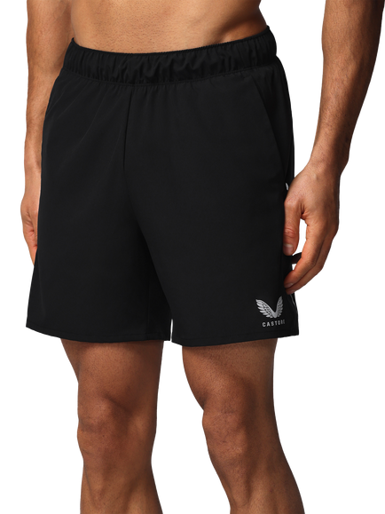 Castore 6" Gym Shorts with Inner Lining, Black/Silver, Black/Silver
