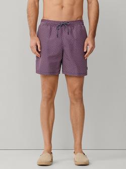 Hackett London Regular Fit Mini Geo Swim Shorts - view 2, Light Red