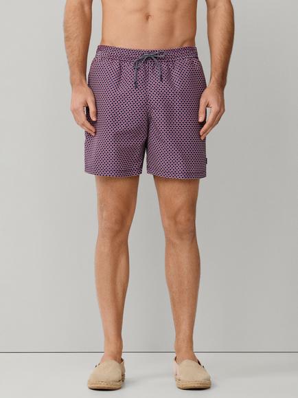 Hackett London Regular Fit Mini Geo Swim Shorts - view 2, Light Red